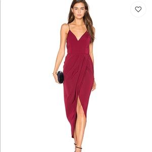 Shona Joy Core Cocktail Wrap Dress in burgundy.